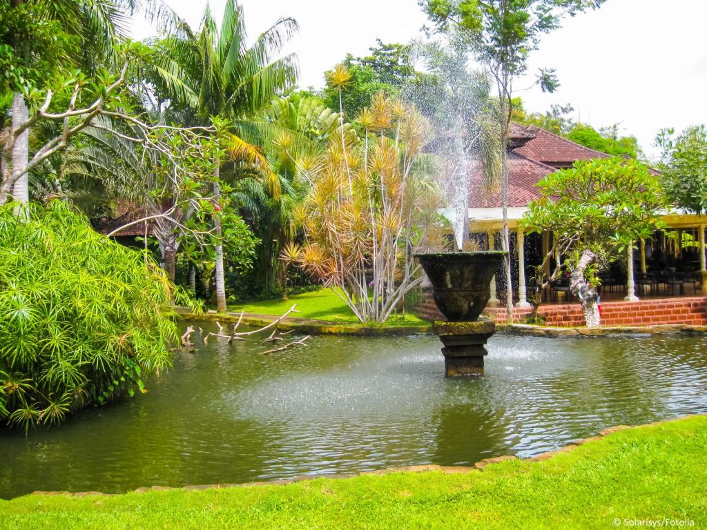 Bali Bird Park Teich mit Wasserspielen