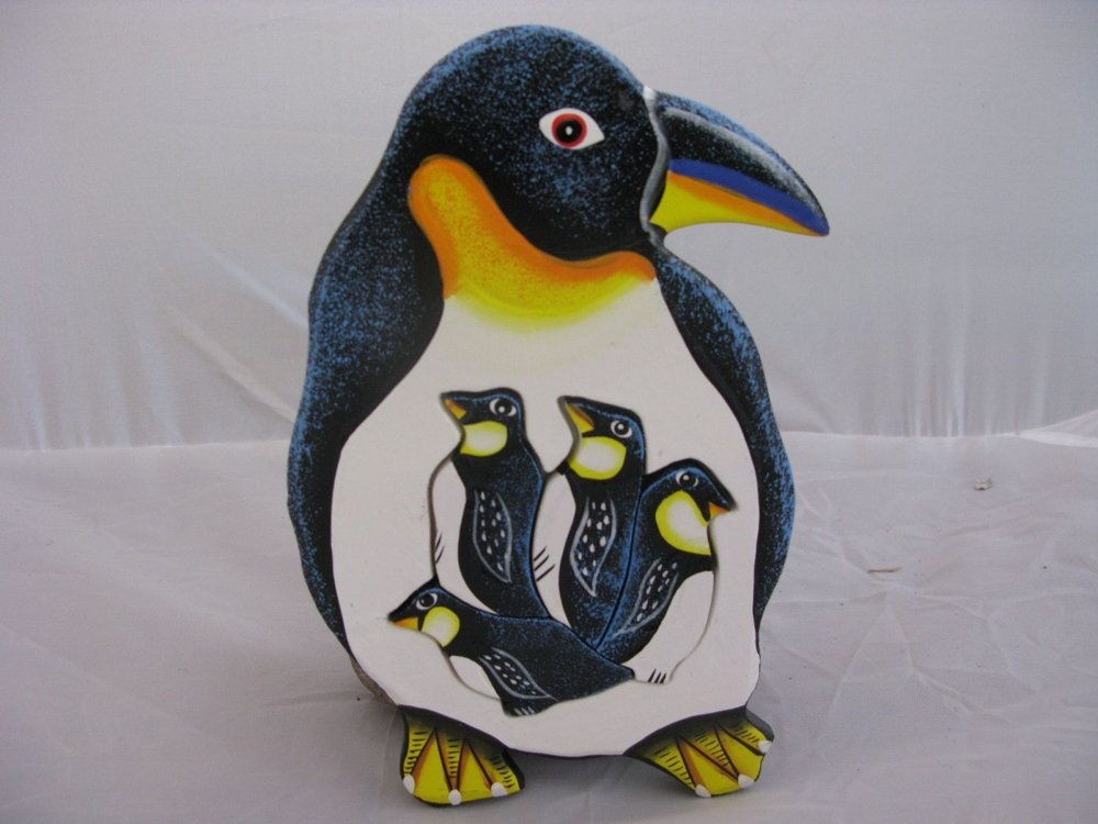 Puzzle Pinguin, handbemalt