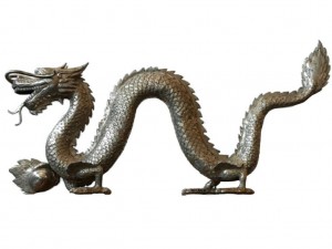 Chinesischer Drache mit Feuerperle, 110 cm